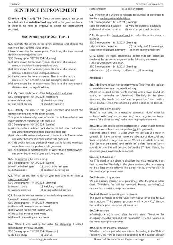 Pinnacle SSC English 7600+ TCS MCQ Chapter-wise with detailed explanation | 7th edition | - Image 3