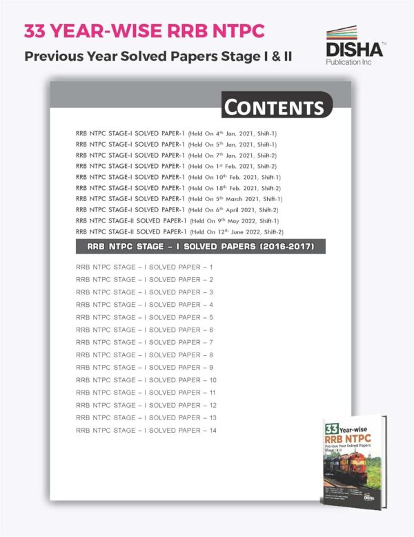 33 Year-wise RRB NTPC Previous Year Solved Papers Stage I & II 2nd English Edition | Original Papers and Authentic Solutions - Image 2